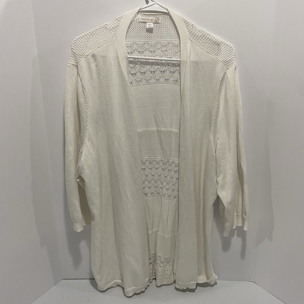 Westport 1962 Women White Kimono Cover Up Womens Plus Sz 3X Lace Vacation Travel